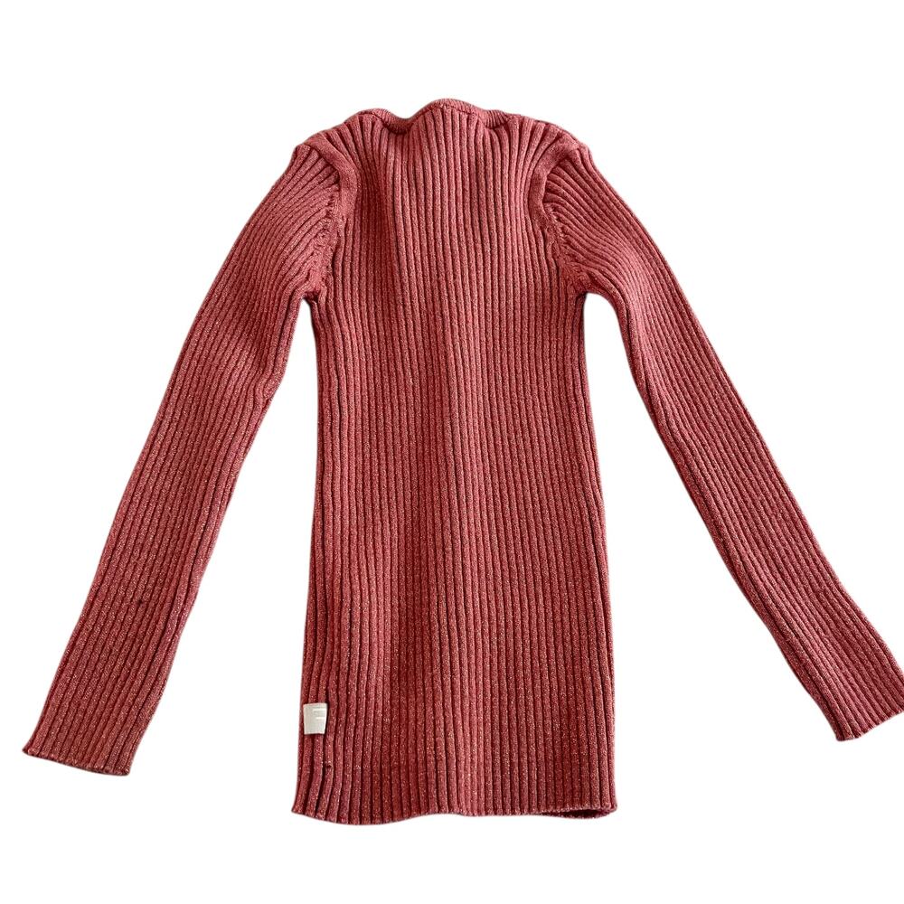 Fragile Girls Light Brick Gold Thread Ribbed Cardigan Sweater size 3 - Picture 5 of 5